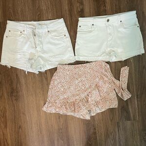 American Eagle 90’s boyfriend , STS Blue Molly High rise white denim shorts